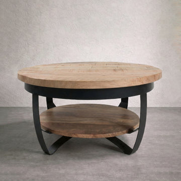 Coffee Table Wood 90 cm Natural Finish Cilamon Design