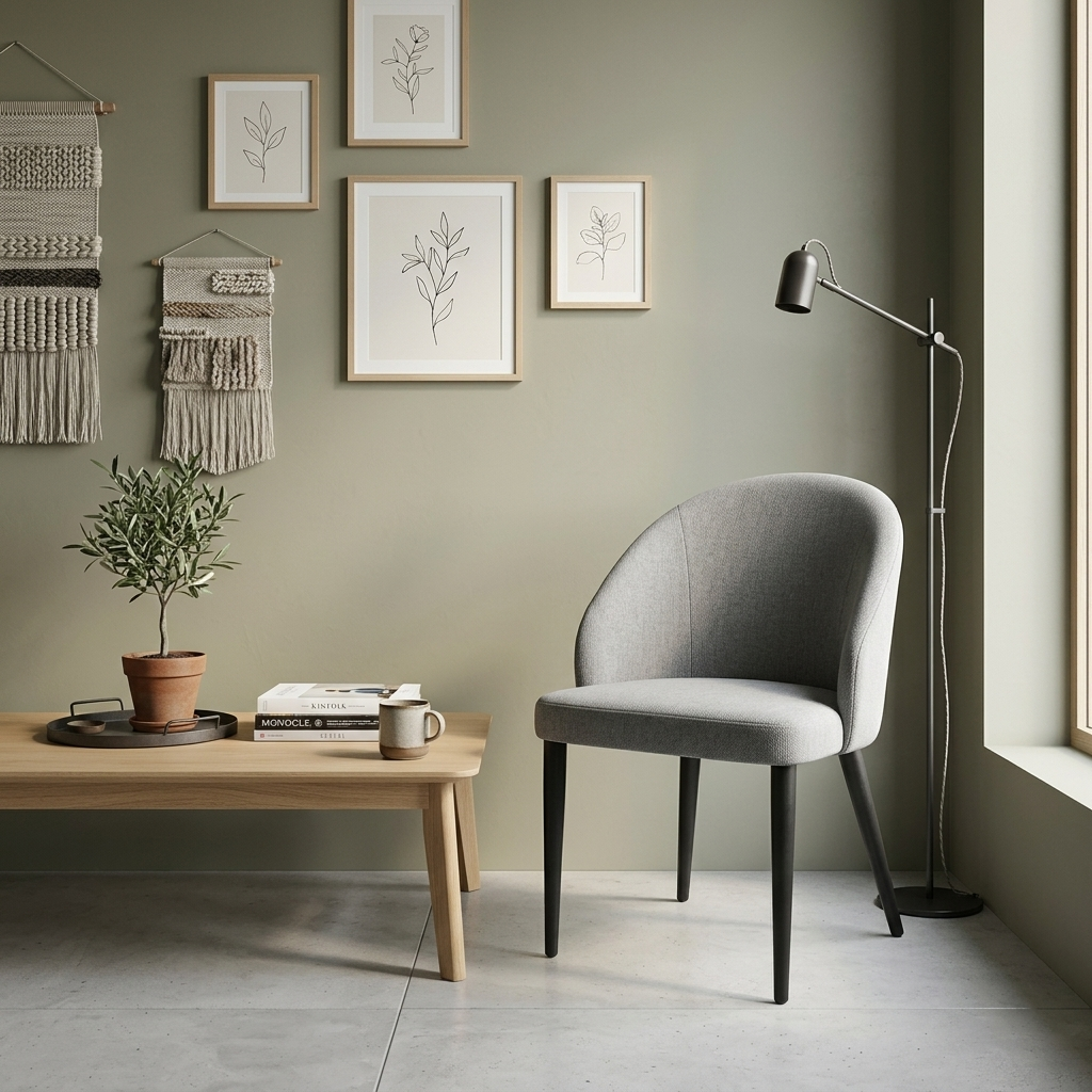 Set of 2 Focus Chairs – Handcrafted Sable Gray Fabric & Industrial Iron Design