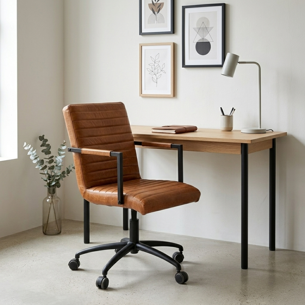 "Not" Executive Office Chair – Handcrafted Solid Wood & Vintage Leather