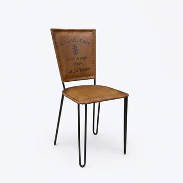 Set of 2 Boulangerie Chairs – Handcrafted Genuine Leather & Vintage Industrial Iron