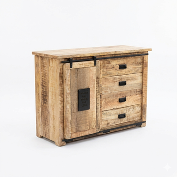 Jupiter 120 Natural Sideboard – Handcrafted Solid Wood & Wrought Iron Credenza
