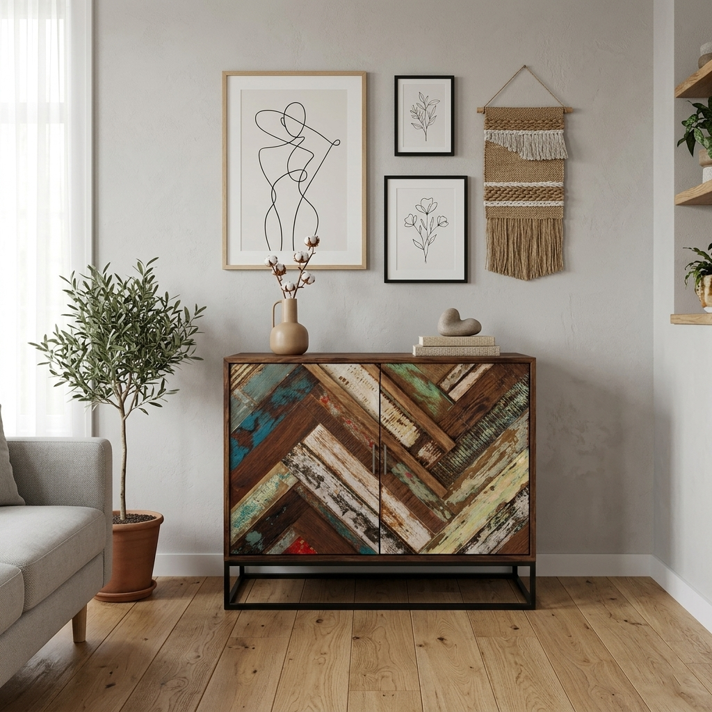Renns 90 Sideboard – Handcrafted Recycled Boat Wood & Industrial Cabinet