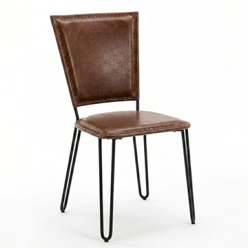 Set of 6 Boulangerie Chairs – Minimalist Handcrafted Genuine Leather & Industrial Iron
