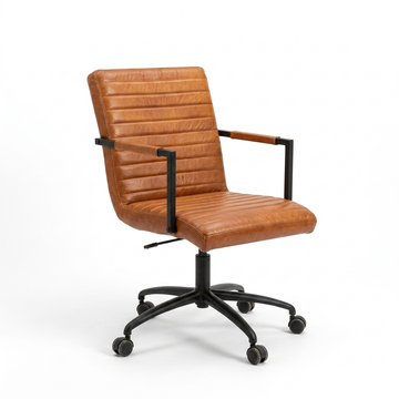 "Not" Executive Office Chair – Handcrafted Solid Wood & Vintage Leather