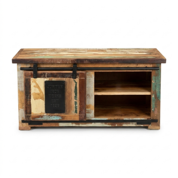 Jupiter 100 TV Stand – Handcrafted Recycled Solid Wood & Industrial Iron