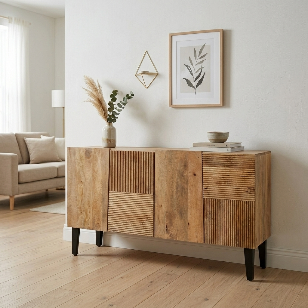 Marcus 145 Small Sideboard – Handcrafted Solid Wood & Industrial Storage Cabinet