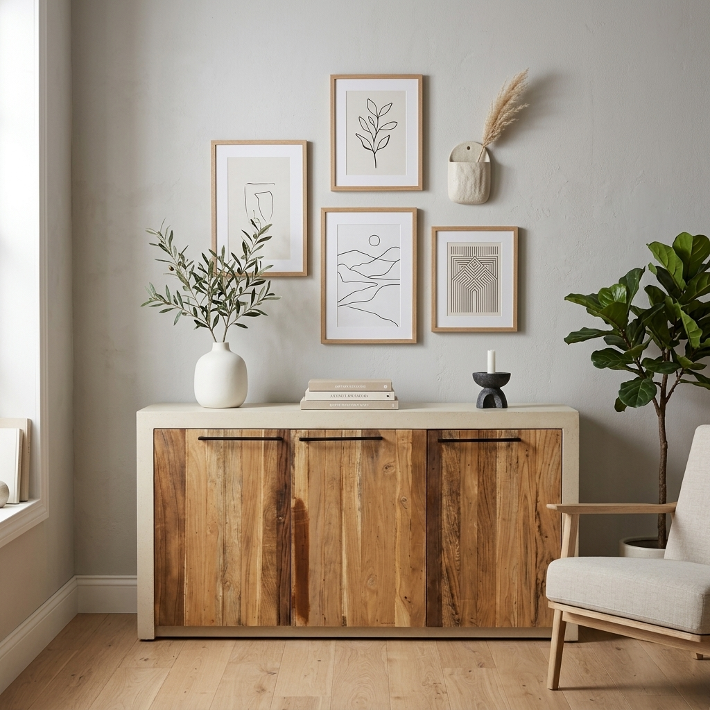 Roman Sideboard #2 – Handcrafted Roman Lime Structure & Genuine Solid Wood Cabinet