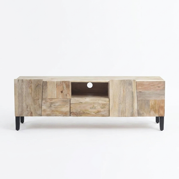 Marcus TV Stand – Handcrafted Solid Mango Wood & Wrought Iron