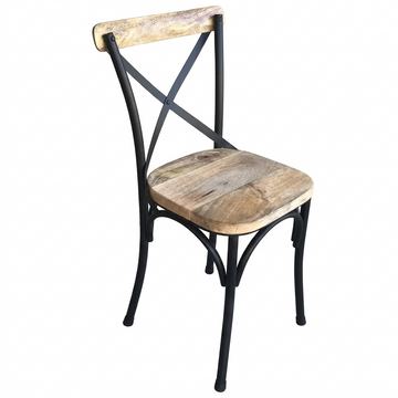 Set of 2 RJ Design Chairs – Handcrafted Solid Mango Wood & Wrought Iron