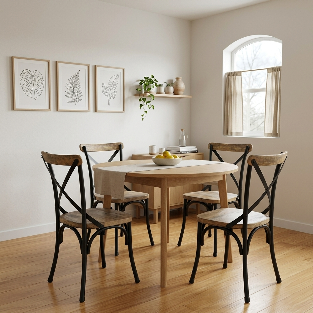 Set of 2 RJ Design Chairs – Handcrafted Solid Mango Wood & Wrought Iron