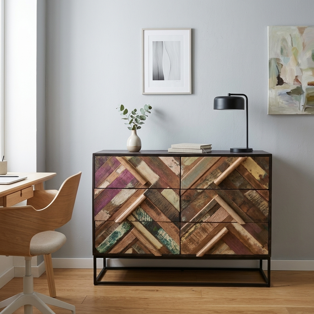Rennes 110 Dresser – Handcrafted Recycled Solid Wood & Wrought Iron Chest
