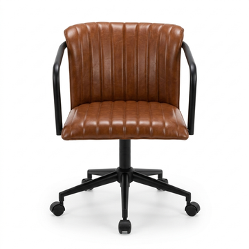 Jim Office Chair – Handcrafted Green Smoke Genuine Leather & Wrought Iron