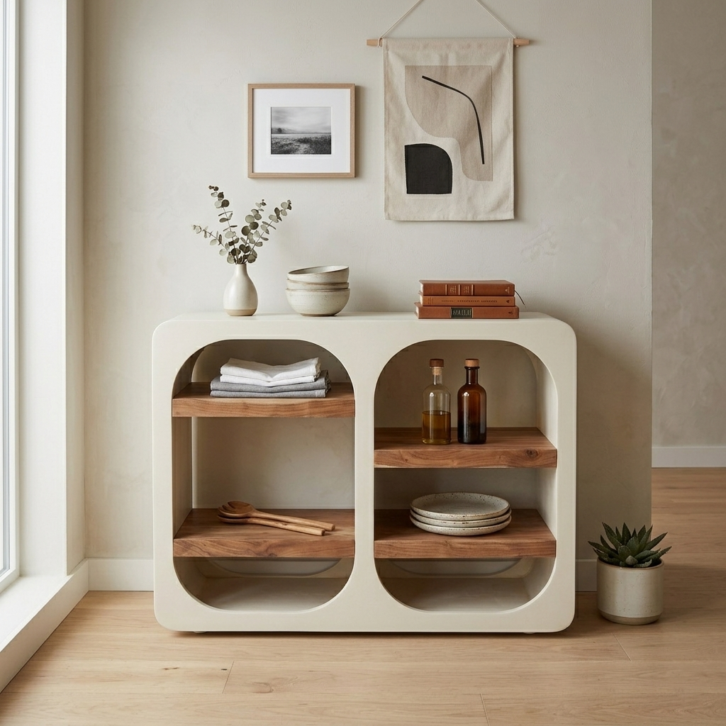 Rome Console – Handcrafted Roman Lime Finish & Solid Teak Wood
