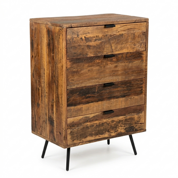 Old Teak Dresser – Handcrafted Aged Solid Teak & Wrought Iron Chest