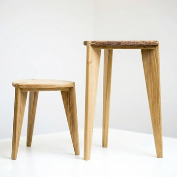 Nise Heimen Duo M – Handcrafted Waterproof Acacia Wood Stool Set