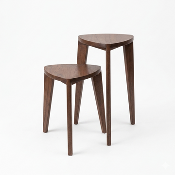 Takai Tall Nesting Side Tables – Handcrafted Steamed Walnut Triangle Set