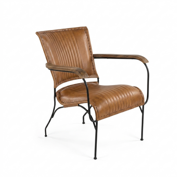 Mahe Armchair – Handcrafted Vintage Bovine Leather & Wrought Iron Lounger