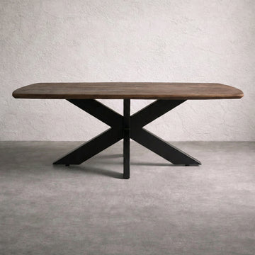 Dining Table Mango Wood and Metal 220 × 100 cm Espresso Finish Felix Design