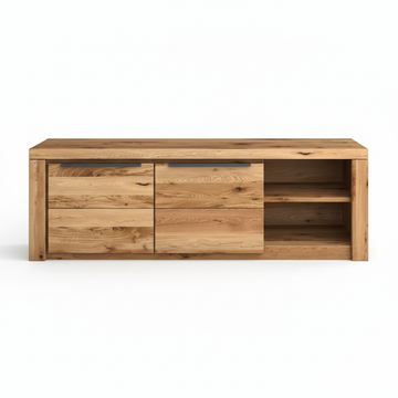 TV Unit Oak Part-Solid 160 × 51 cm Natural Oiled