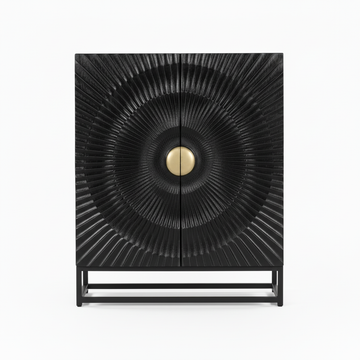 Solid Mango Wood Chest of Drawers 75 × 90 × 35 cm Black Gold Finish