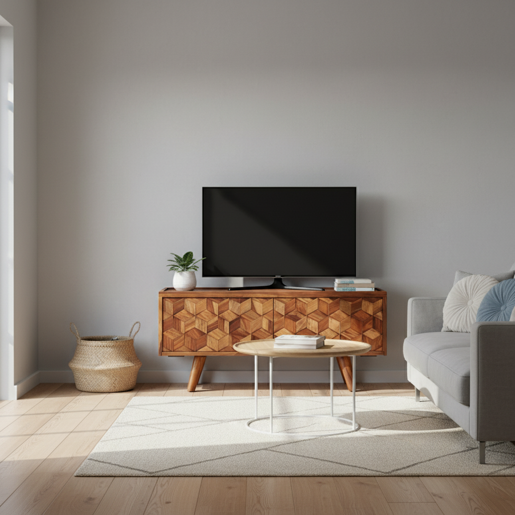 Solid Sheesham Wood TV Unit with Storage 92 × 44 cm Natural Finish