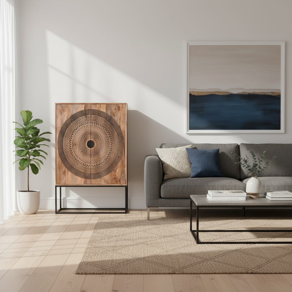 Solid Mango Wood Highboard Sideboard 100 × 150 cm Black Finish