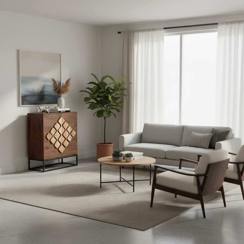 Solid Mango Wood Highboard Sideboard 100 × 80 × 42 cm Brown Black with Metal Frame