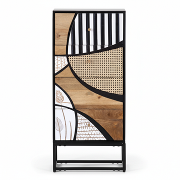 Solid Mango Wood Chest of Drawers 110 × 50 × 42 cm Multicolour Black Finish