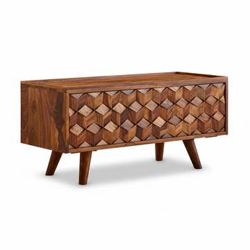 Solid Sheesham Wood TV Unit with Storage 92 × 44 cm Natural Finish