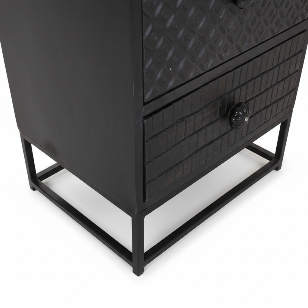 Solid Mango Wood Chest of Drawers 45 × 110 cm Black Stained Finish