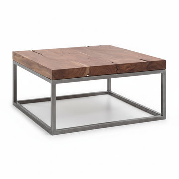 Solid Acacia Wood Coffee Table 75 × 75 cm Cracked Natural Finish