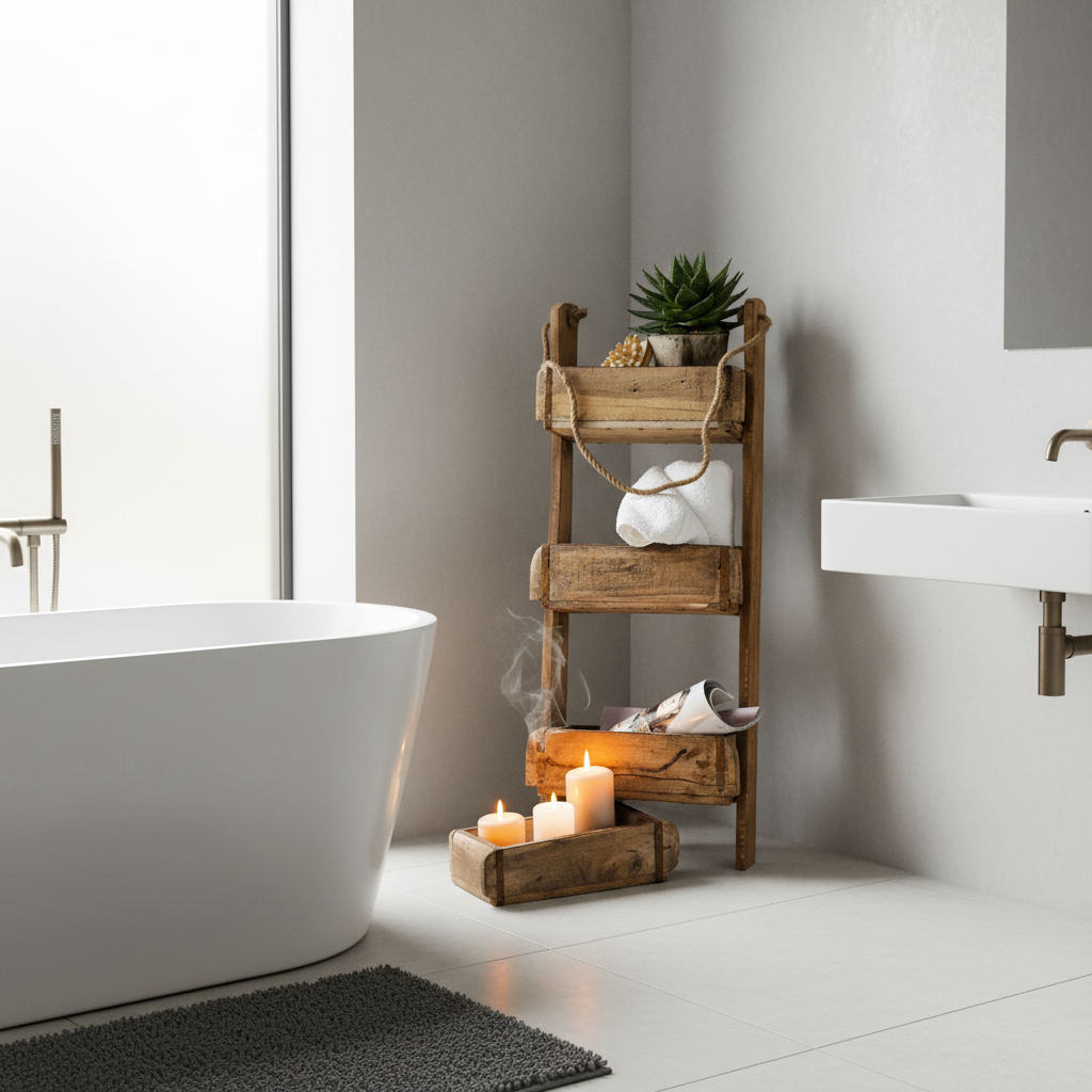 Wooden Wall Shelf with 3 Storage Boxes Natural Finish