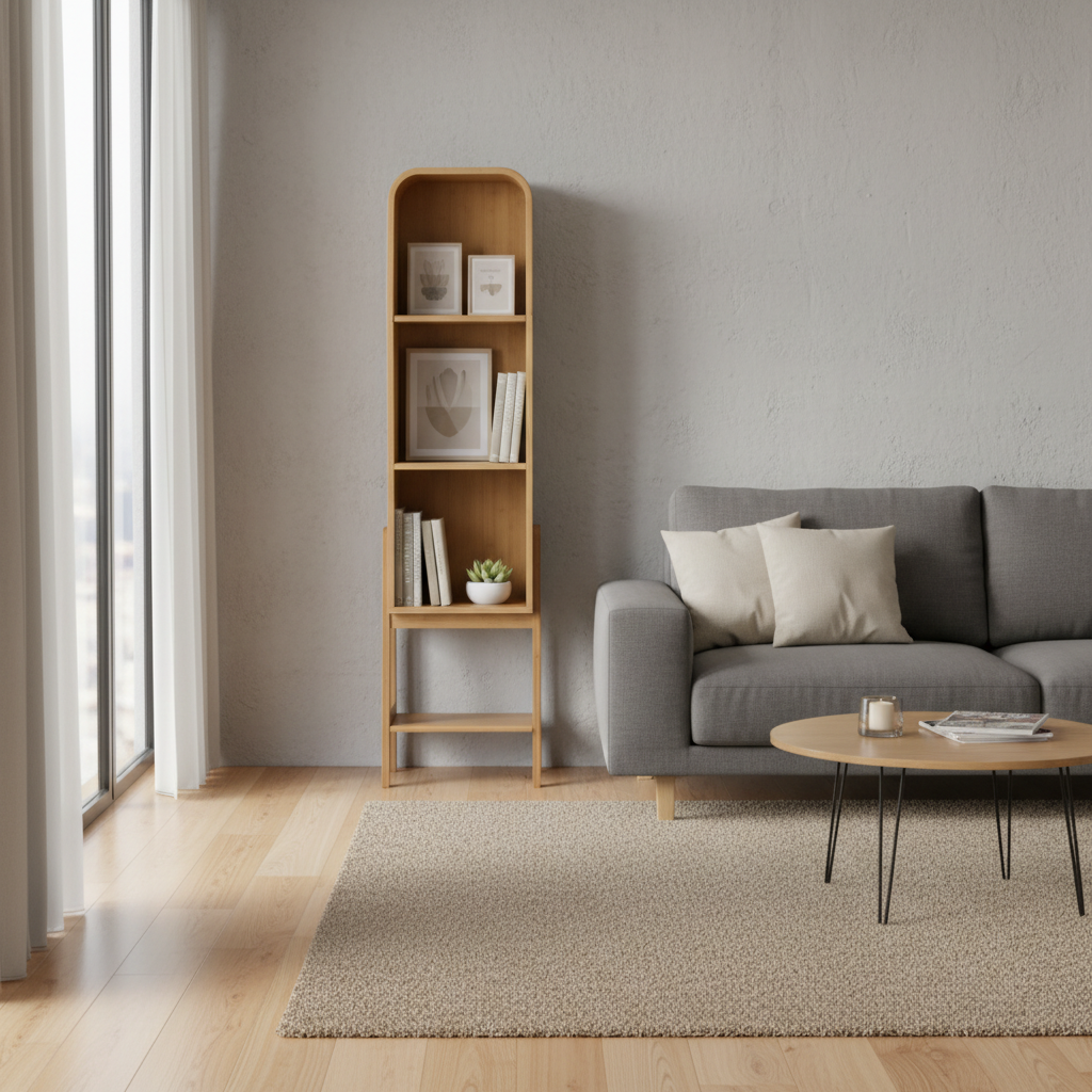 Bamboo Shelving Unit 37 × 146 cm Brown Natural Finish