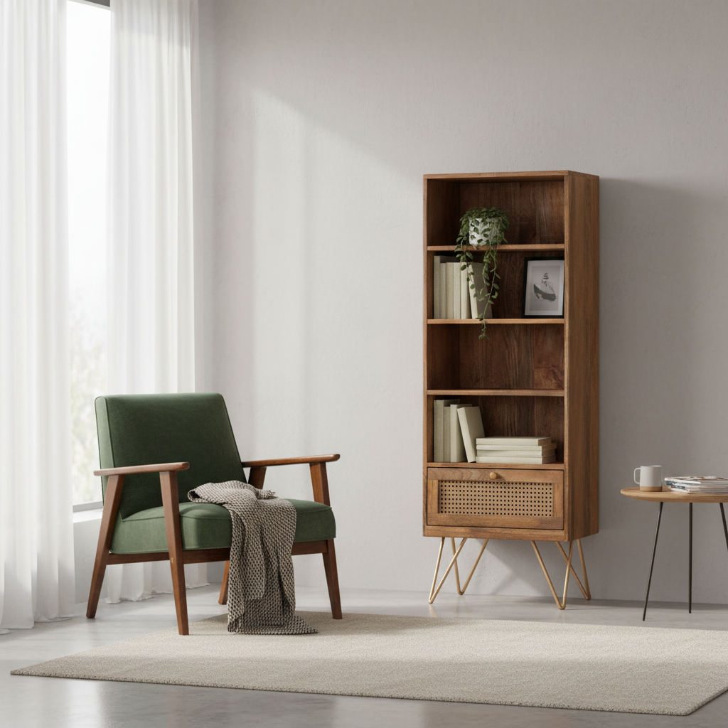 Wooden Shelving Unit Brown Finish