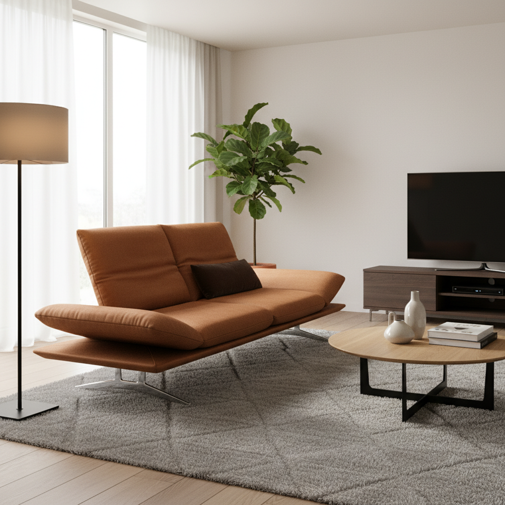 2-Seater Leather Sofa Brown Finish