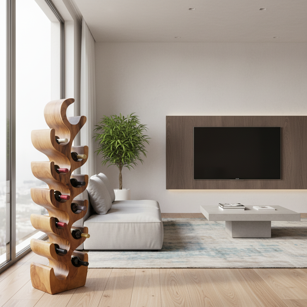 Solid Suar Wood Wine Rack Storage Unit 29 × 100 cm Natural Finish