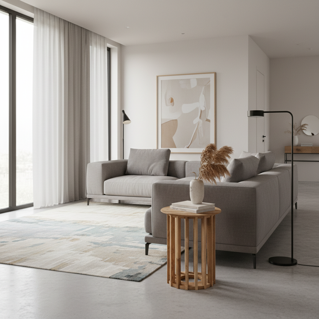 Solid Oak Wood Side Table 55 × 47 × 55 cm Natural Finish