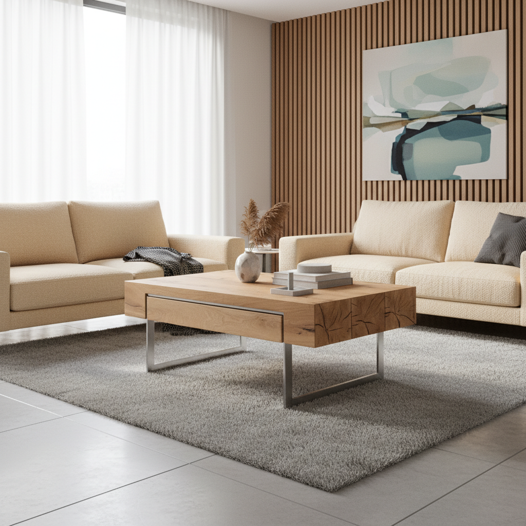 Oak Veneer Coffee Table Natural Oiled Finish