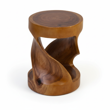 Round Solid Suar Wood Stool Natural Finish