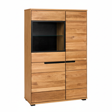Part-Solid Oak Display Cabinet 103 × 147 cm Natural Finish