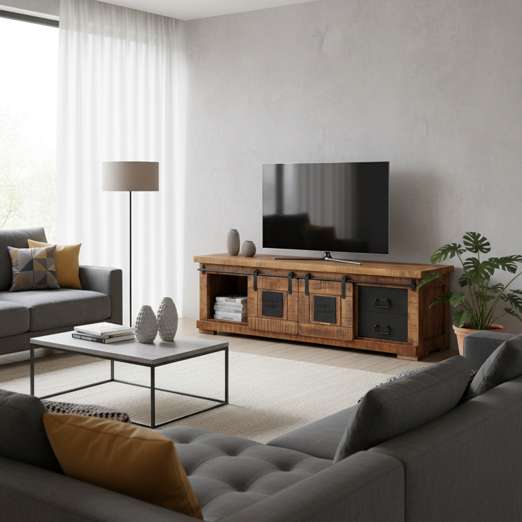 Solid Mango Wood TV Unit with Storage 160 × 50 cm Black Finish