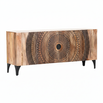 Solid Mango Wood Sideboard 177 × 78 cm Black Finish