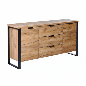 Oak Effect Sideboard 150 × 76 cm Anthracite Finish