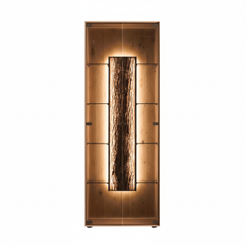Display Cabinet Solid Oak 82 × 205 cm Natural with Bark Accent
