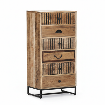 Solid Mango Wood Chest of Drawers 50 × 100 cm Natural Black Finish