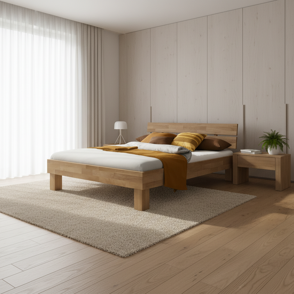 Solid Wild Oak Bed Frame 140 × 200 cm Natural Oiled Finish