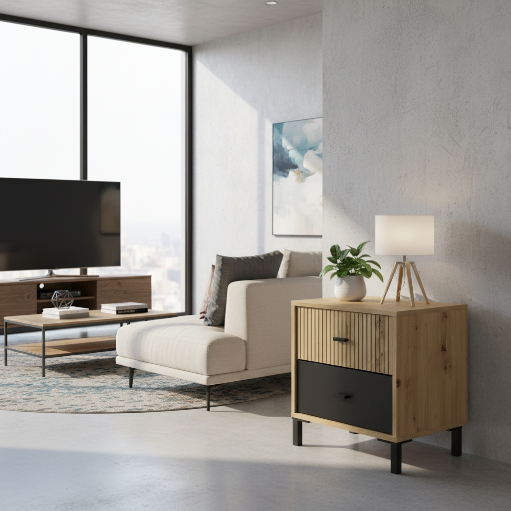 Wooden Side Table 48.2 × 52 × 40 cm Natural Finish