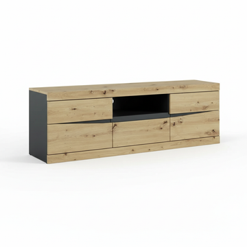 Wooden TV Unit with Storage 150 × 50 × 39.9 cm Natural Finish