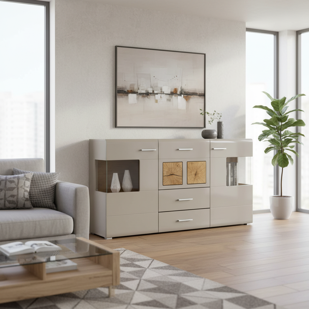 Wooden Sideboard 170 × 94 × 42 cm Natural Finish