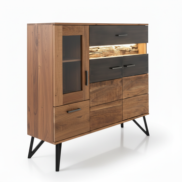 Wooden Highboard Sideboard Brown Black Finish